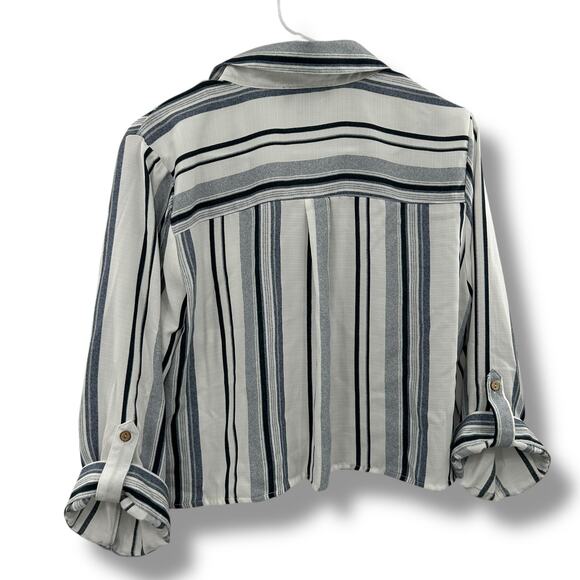 NEW BCX Striped Collared Button Up Shirt Size Large Blue Career Work NWT - Picture 6 of 10